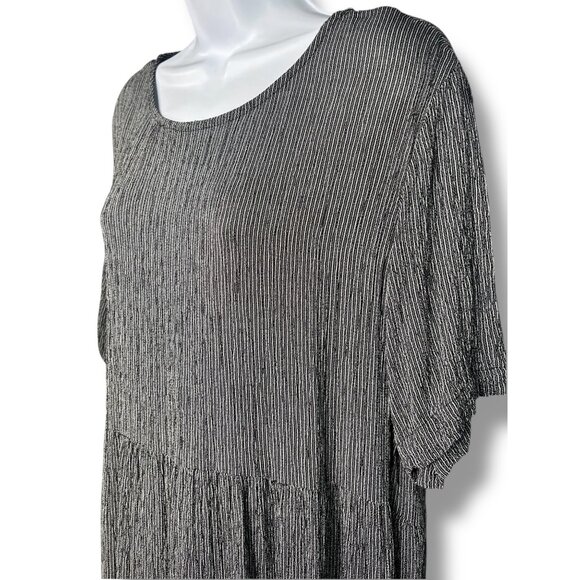 Vintage Eileen Fisher Pinstripe Maxi Dress black white Cottagecore Lagenlook - Picture 6 of 8